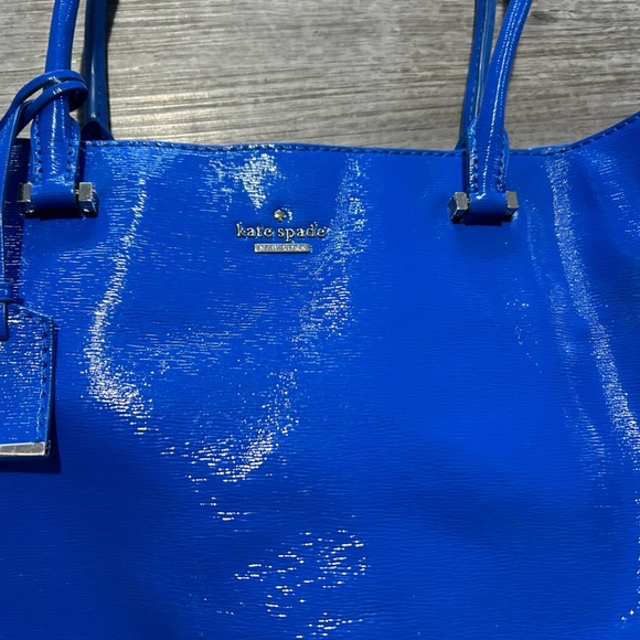 Kate Spade Blue Patent Tote Bag - Picture 3 of 10